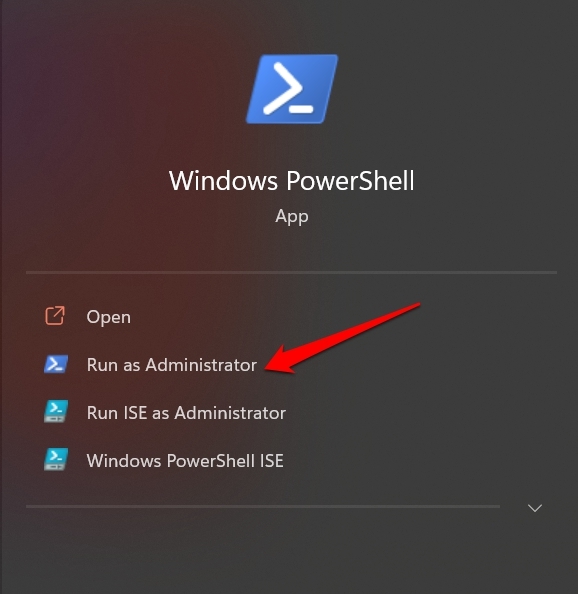 Открыть Windows PowerShell от имени администратора