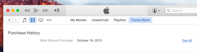 Раздел «Purchase History» в iTunes — кнопка «See All»