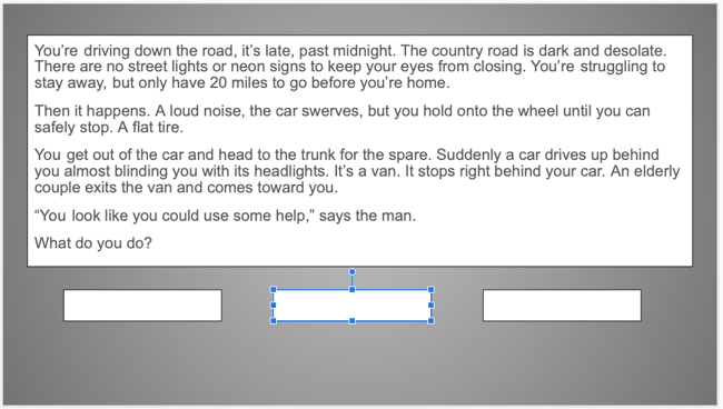 Вставленные блоки с вариантами выбора