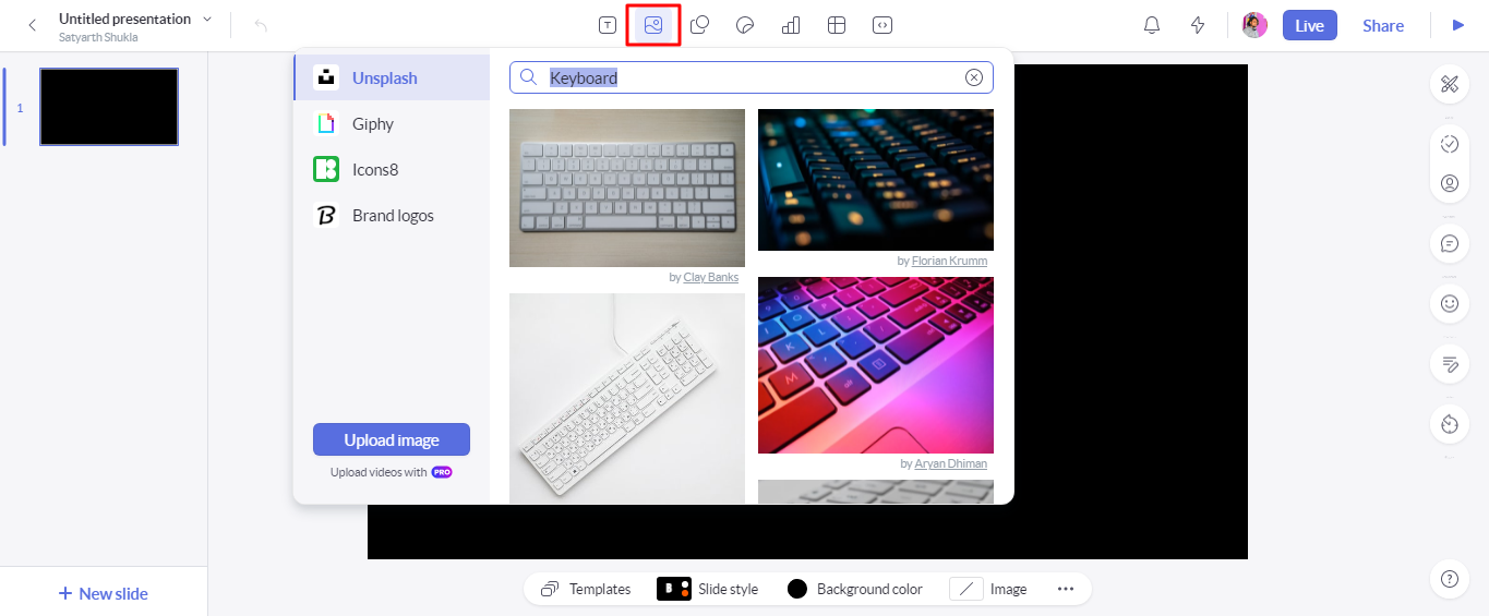 Добавление изображения в Pitch