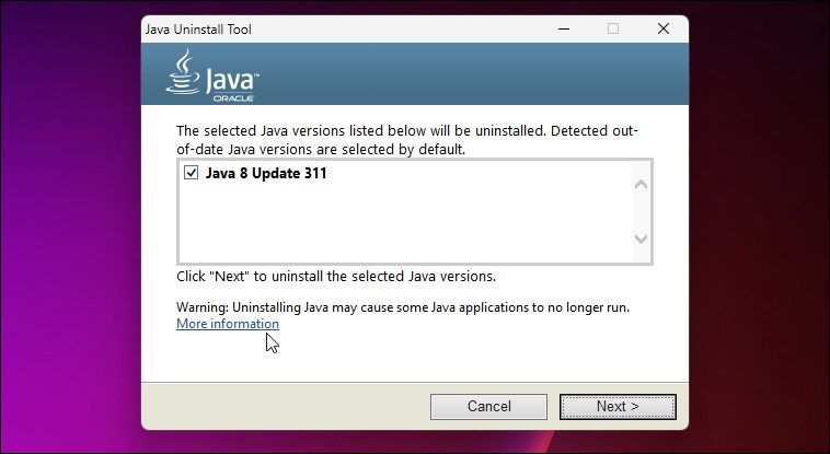 Удаление Java в Windows
