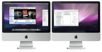 MacBook com múltiplos monitores externos formando estação de trabalho