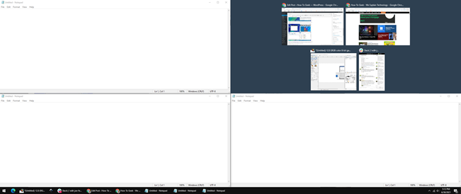 Snap Assist показывает квадранты и подсказки расположения.