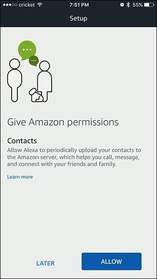 Ввод номера телефона для подтверждения в Alexa