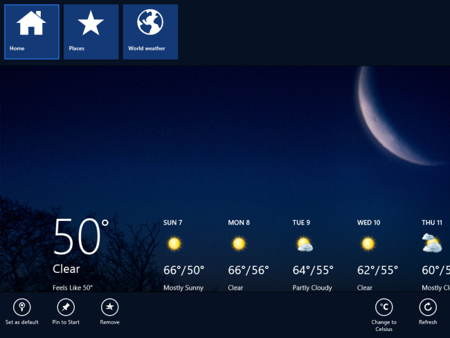 Панель приложения сверху