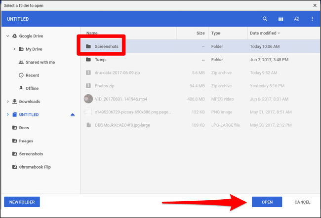 Выбор папки для скриншотов на SD-карте