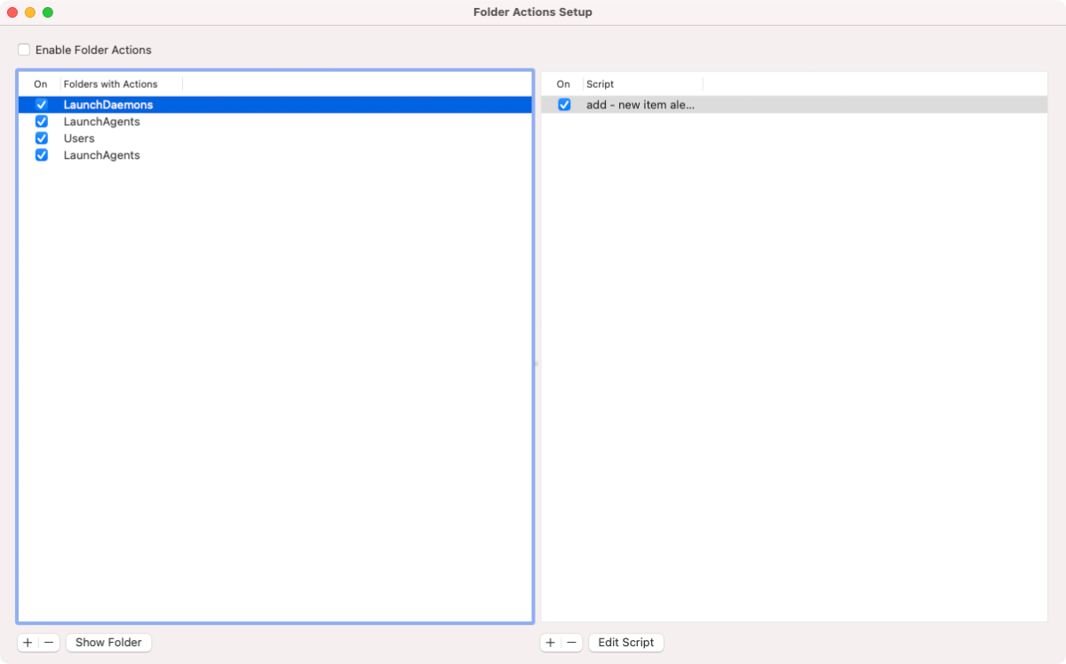 Выбор скрипта для привязки к папке