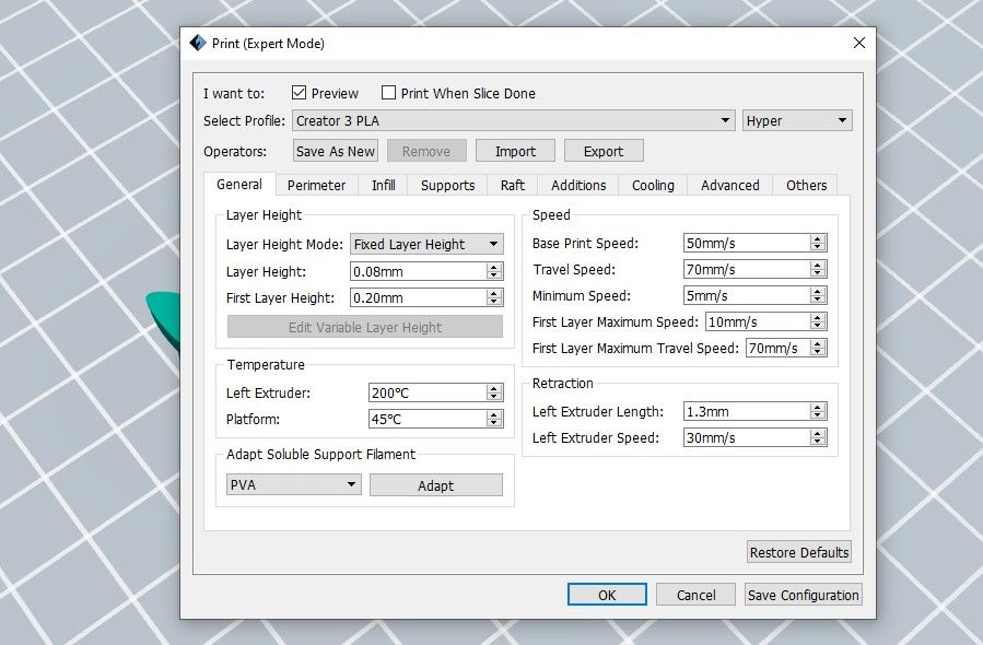 Настройки слоя для кольца