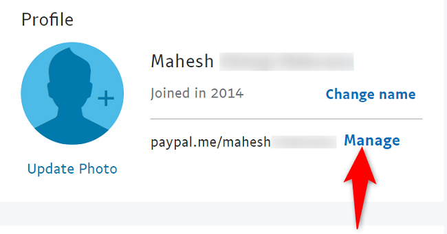 Нажмите «Управлять» рядом с текущей ссылкой.