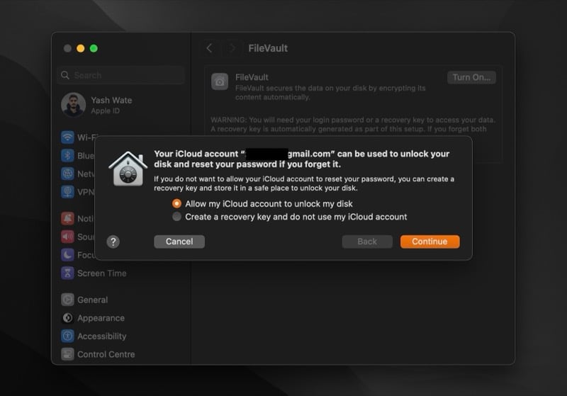 варианты восстановления FileVault