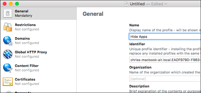 Изображение: создание профиля конфигурации в Apple Configurator