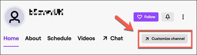 On your Twitch channel profile, click the 