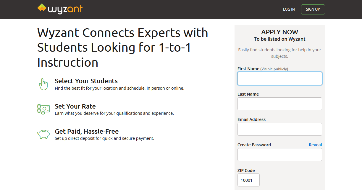 Страница поиска вакансий репетитора (скриншот)