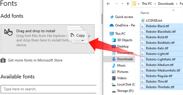Нажмите любую из выделенных файлов и перетащите её в окно «Перетащите для установки».