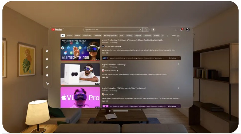 Regarder YouTube sur Apple Vision Pro
