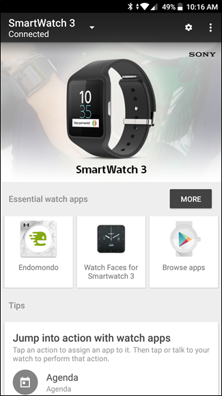 Успешно сопряжённые часы в приложении Android Wear