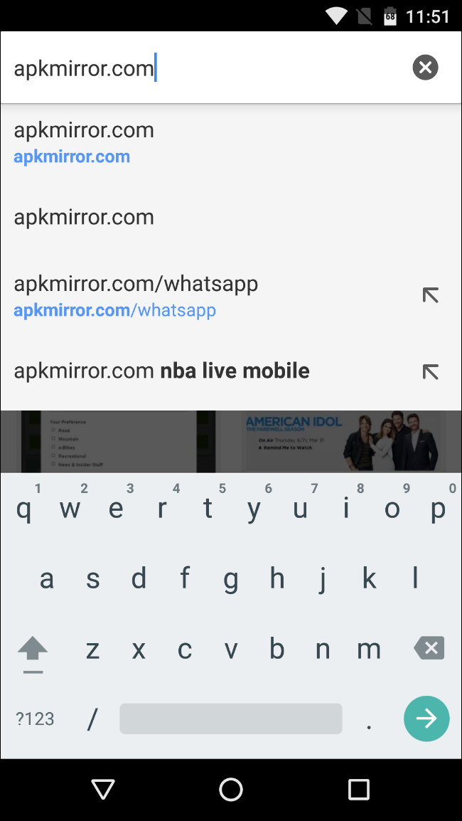 Поиск Google Play Store на APKMirror через мобильный браузер