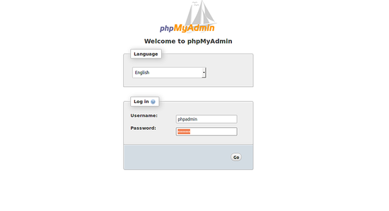 Страница входа phpMyAdmin