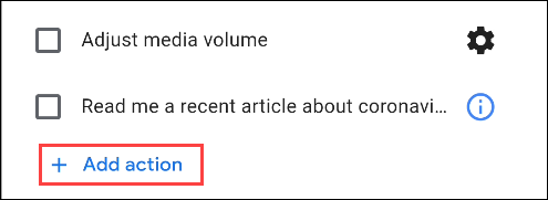 кнопка добавления действия ассистента