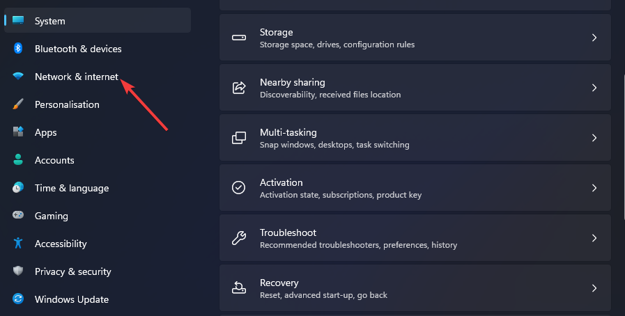 Раздел Сеть и интернет