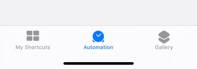 Нажмите «Automation» в приложении Shortcuts