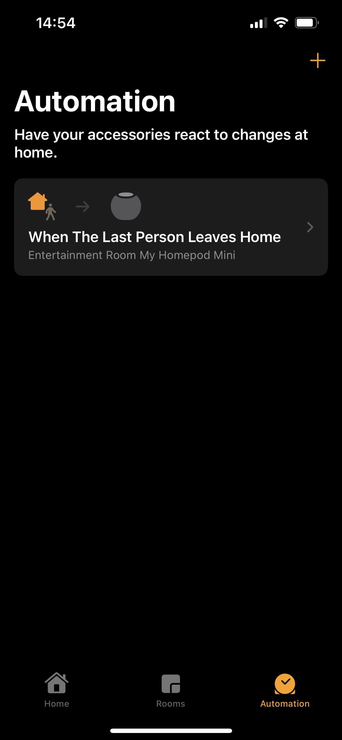 Вкладка автоматизаций HomePod mini