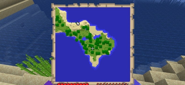 Игрок активирует карту, карта заполняется картой местности