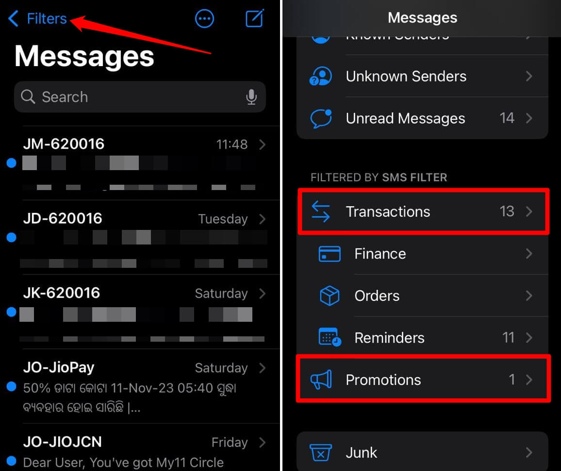 Поиск промо- и транзакционных сообщений
