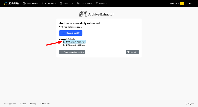 Интерфейс Archive Extractor