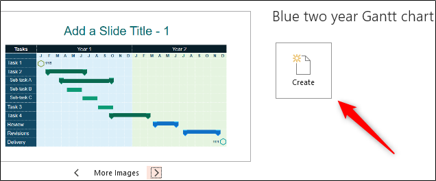Окно создания диаграммы Ганта с кнопкой Создать