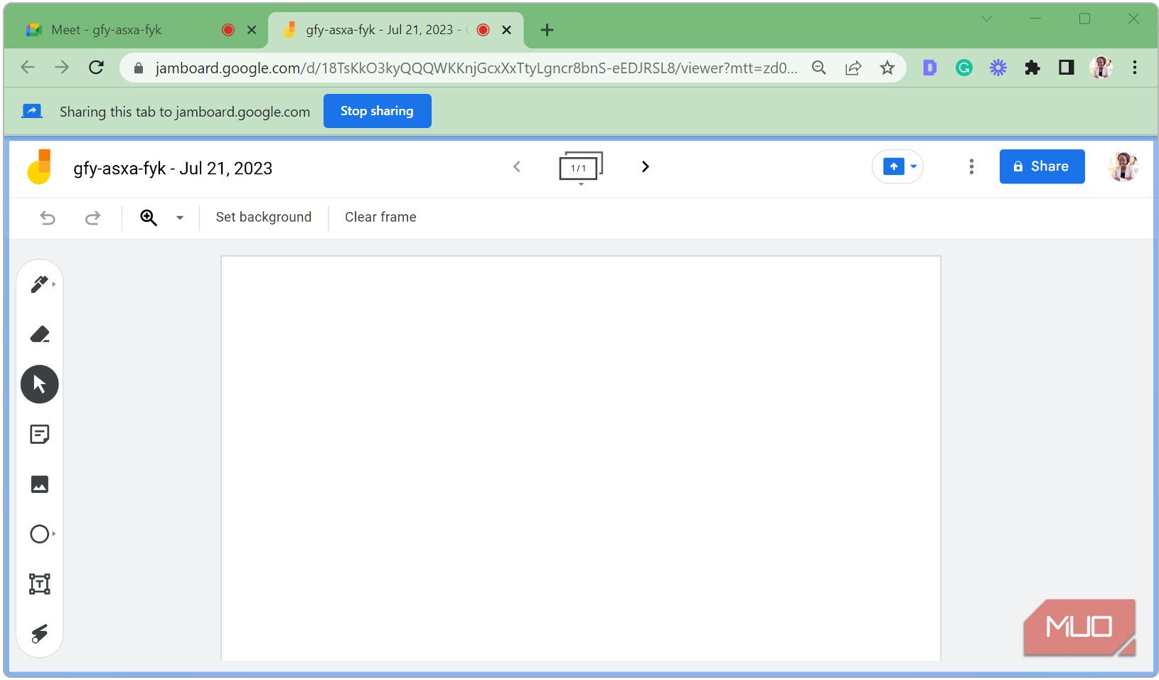 Jamboard отображается в Google Meet