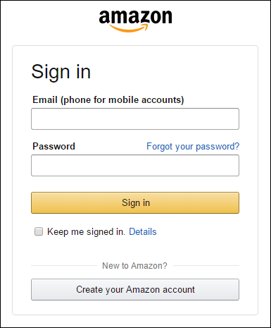 Скриншот входа в аккаунт Amazon