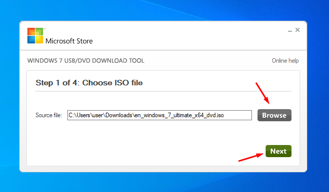 Выбор ISO‑образа в программе