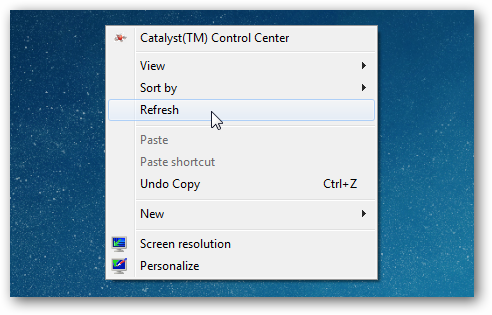 Контекстное меню Проводника: команда «Обновить»