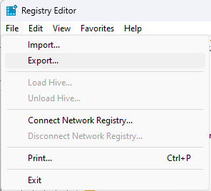 Сохранение резервной копии реестра