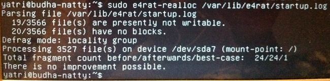 Результат работы e4rat — сообщения