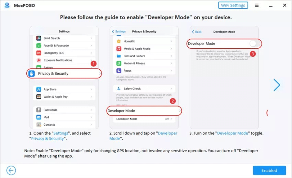 Подтверждение режима разработчика на iOS