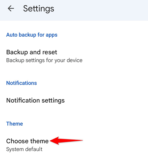 Пункт «Выбрать тему» на странице Настроек Google Drive.