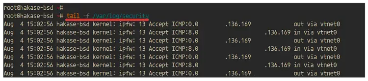 Пример event-логов IPFW в /var/log/security