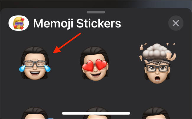 Выберите стикер Memoji