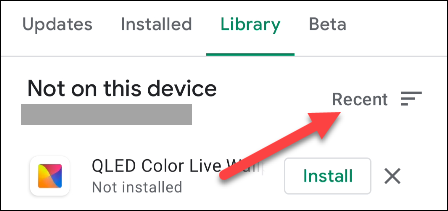 Сортировка списка приложений и игр по Recent или Alphabetical