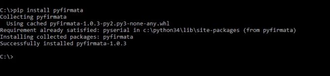 Изображение: терминал с успешной установкой pyFirmata