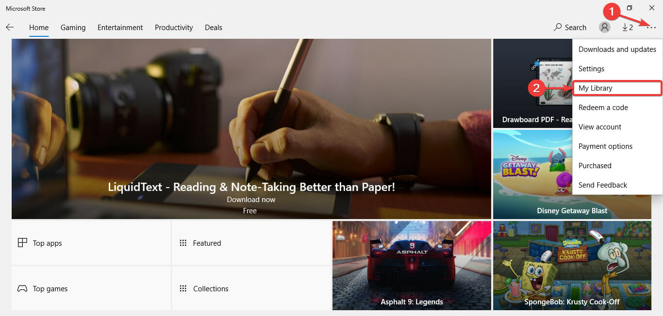 Раздел «My Library» в Microsoft Store