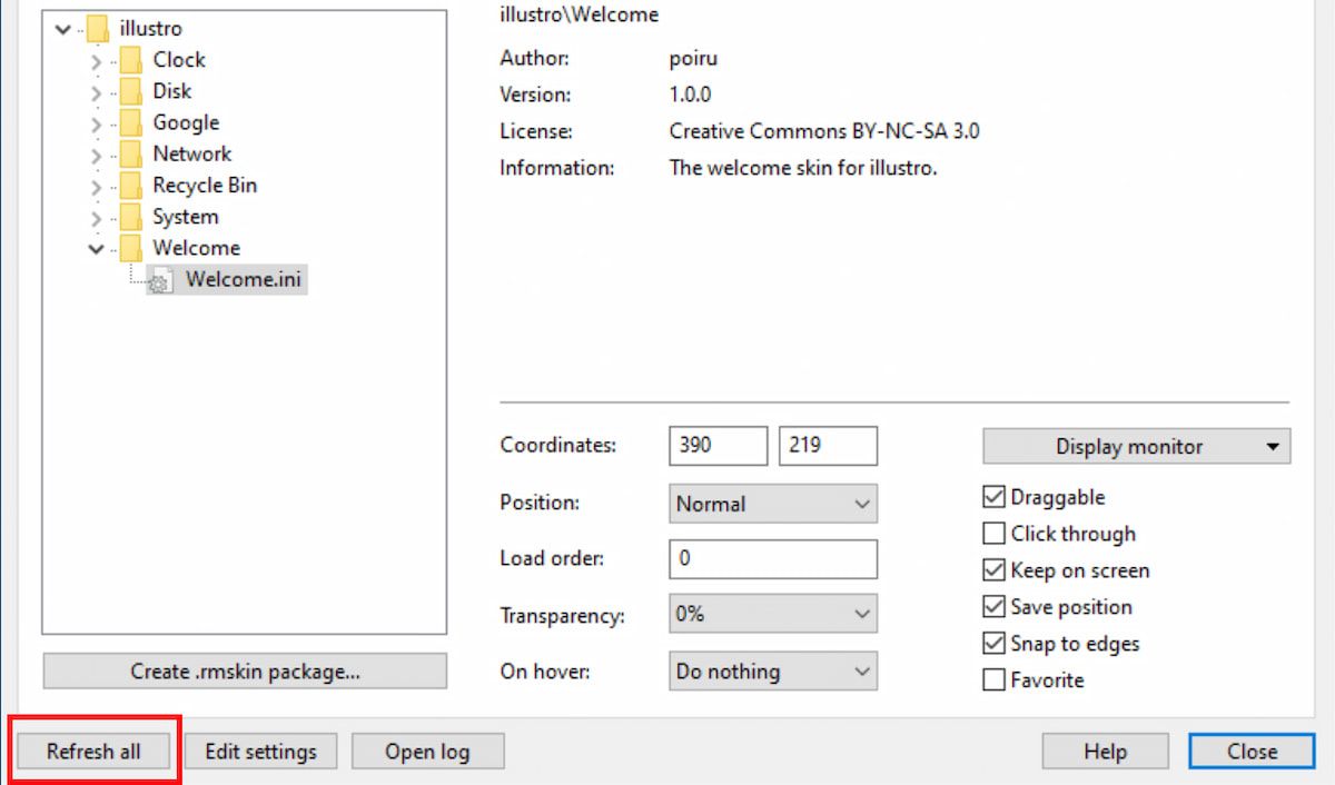Manage Rainmeter Window