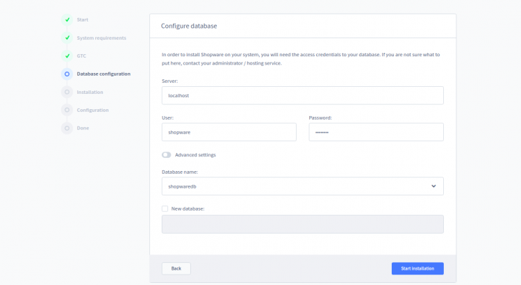 Заполнение данных базы данных Shopware
