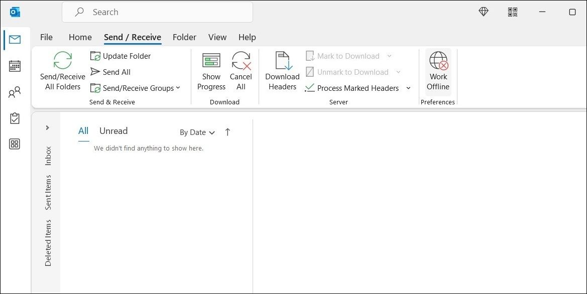 Кнопка 'Работать автономно' в Outlook