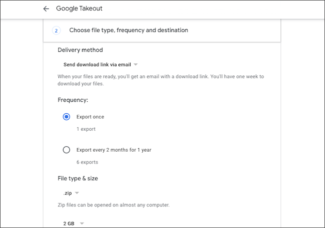 Customize Google Keep data export