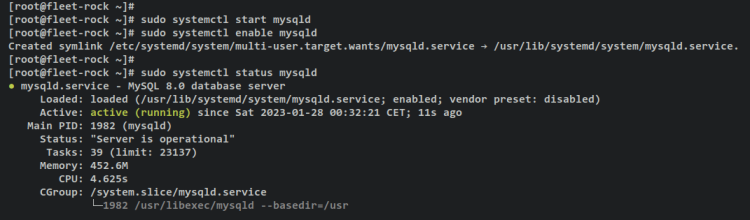 Проверка статуса MySQL