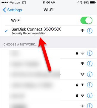 Подключено к SanDisk Connect