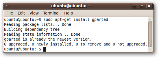 Запуск GParted из терминала
